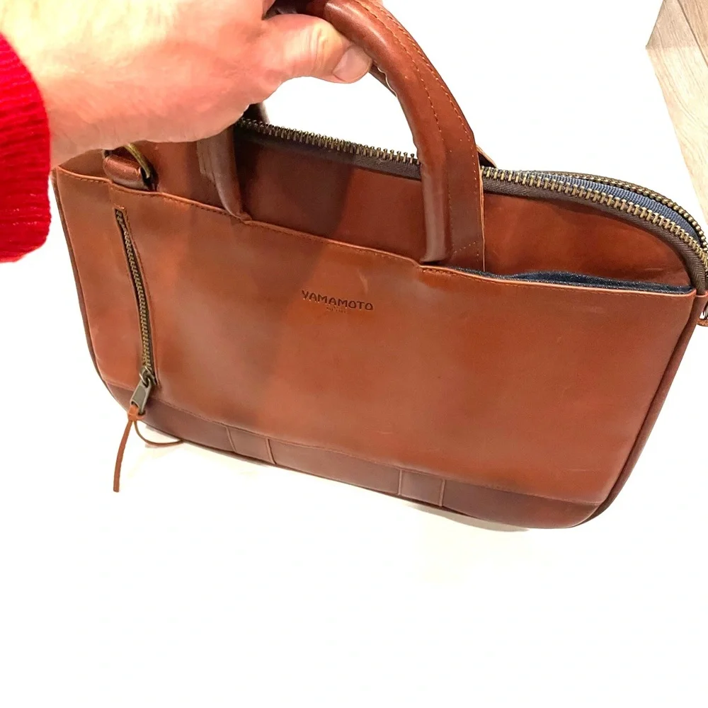YAMAMOTO Leather briefcase Handmade in Mexico artisan brown cow hide